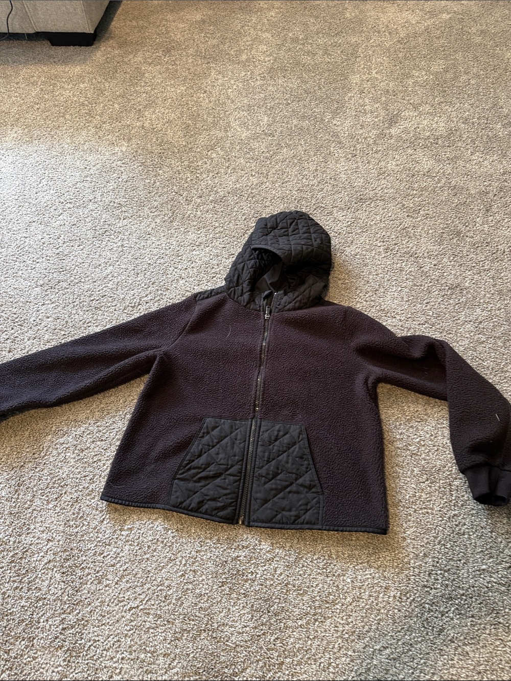 tek gear Black Quilted Hooded Fleece Jacket